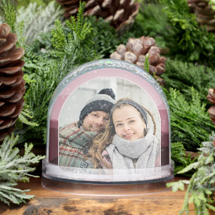 Charming Blush Pink Abstract Seasons Greetings Snowglobe