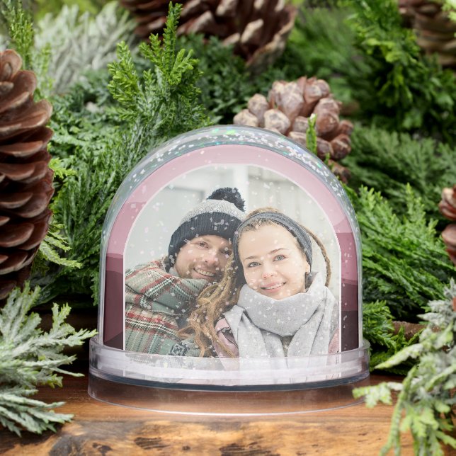 Charming Blush Pink Abstract Seasons Greetings Snowglobe (Winter)