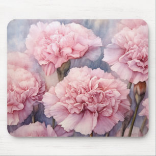 Charming Blush Pink Carnation Watercolor Art Mouse Mat