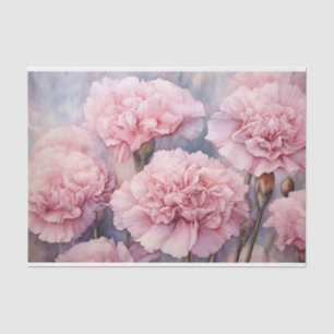 Charming Blush Pink Carnation Watercolor Art Tissue Paper
