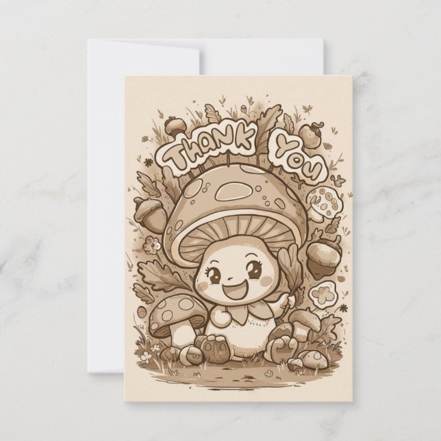 Charming Boho Mushroom Thank You Card (Front)