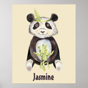 Charming Boho Panda Personalised Poster