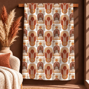 Charming Boho Shapes Terracotta Rust Blanket Gift