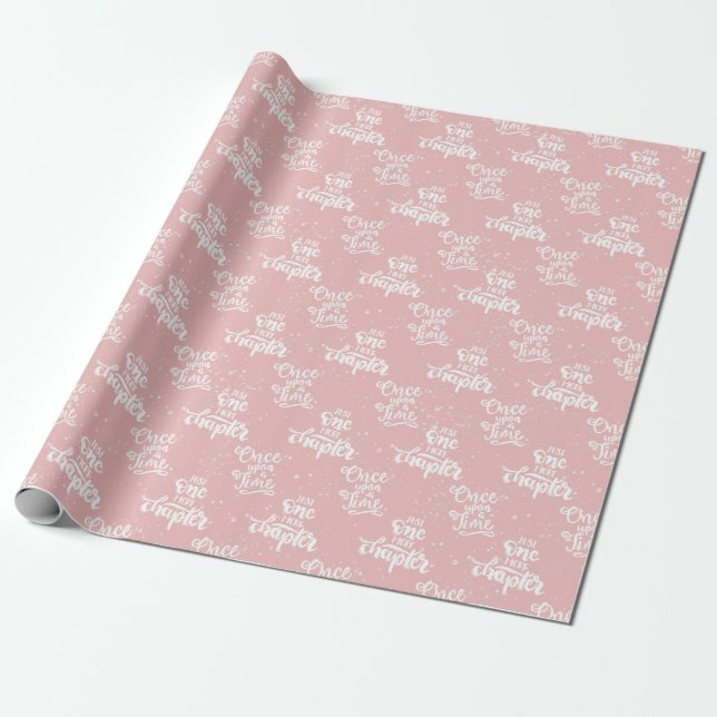 Charming Book Lover Script Blush Pink Gift Wrapping Paper (Unrolled)