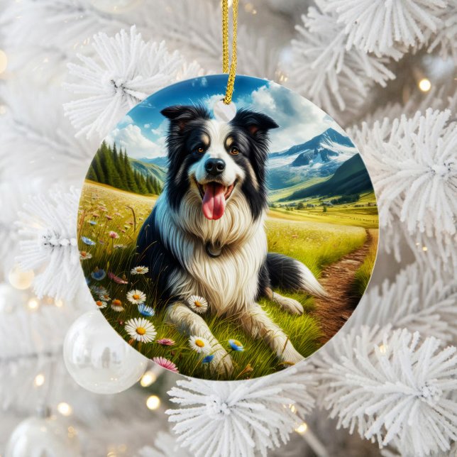 Charming Border Collie Dog Keepsake Ceramic Tree Decoration (Creator Uploaded)