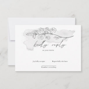 Charming botanical  elegant script RSVP Card