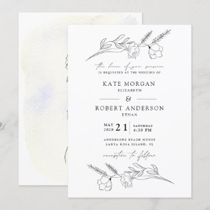 Charming Botanical Elegant Wedding Invitation