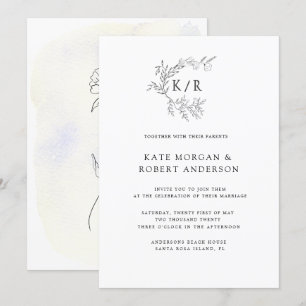 Charming Botanical Monogram Wedding Invitation