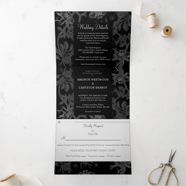 Charming Botanical Wedding Tri-Fold Invitation (Inside)