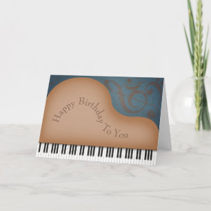 Charming Brown Grand Piano Custom Large Birthday Card