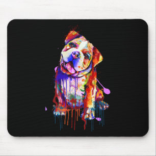 Charming Bulldog Rainbow Colours Art Splash Art Mouse Mat