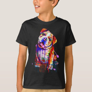 Charming Bulldog Rainbow Colours Art Splash Art T-Shirt