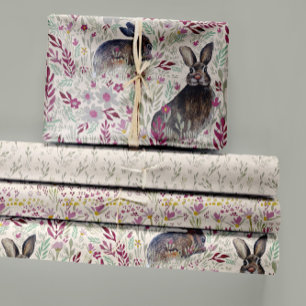Charming Bunnies Meadow Flowers Decoupage Wrapping Paper Sheet