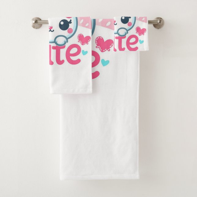 “Charming Bunny Delight Towel” Bath Towel Set (Insitu)