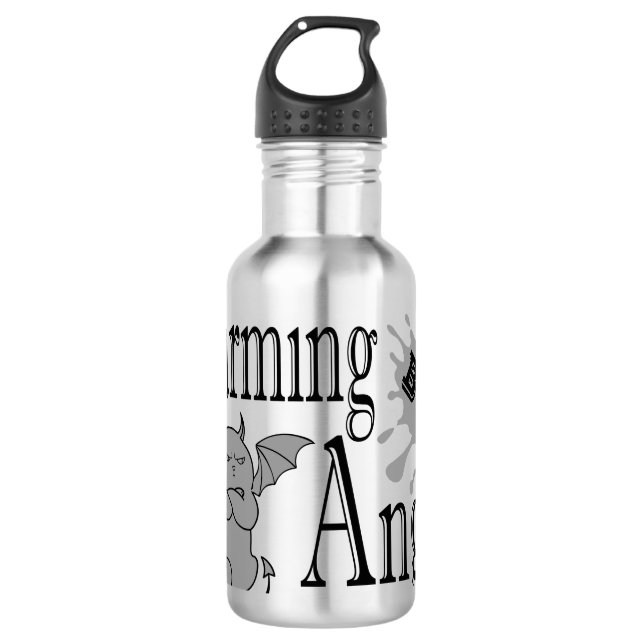 Charming but angry little devil cat funny quote 710 ml water bottle (Front)