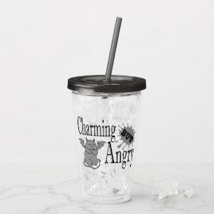 Charming but angry little devil cat funny quote acrylic tumbler