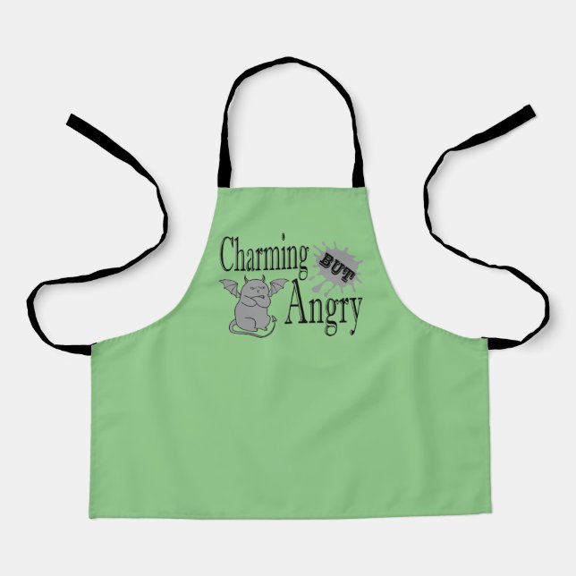 Charming but angry little devil cat funny quote apron (Front)