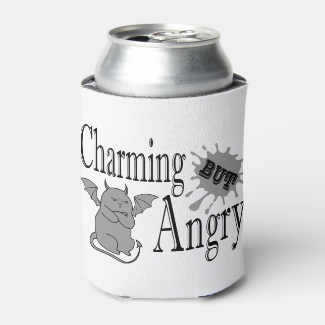 Charming but angry little devil cat funny quote can cooler (Can Front)