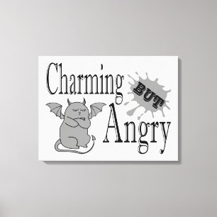 Charming but angry little devil cat funny quote canvas print