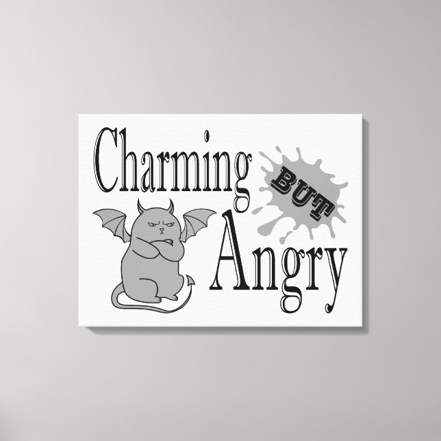 Charming but angry little devil cat funny quote canvas print (Front)