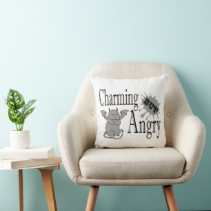 Charming but angry little devil cat funny quote cushion