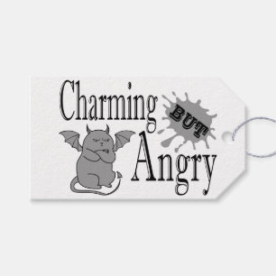 Charming but angry little devil cat funny quote gift tags