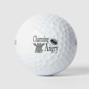 Charming but angry little devil cat funny quote golf balls