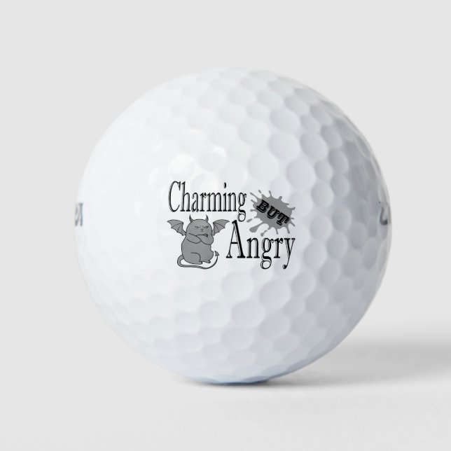 Charming but angry little devil cat funny quote golf balls (Front)