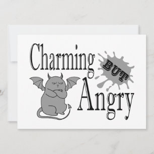 Charming but angry little devil cat funny quote holiday card