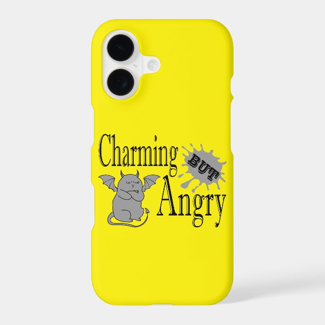 Charming but angry little devil cat funny quote iPhone case (Back)