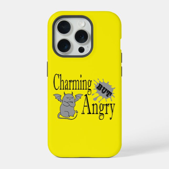 Charming but angry little devil cat funny quote iPhone case (Back)