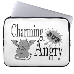 Charming but angry little devil cat funny quote laptop sleeve