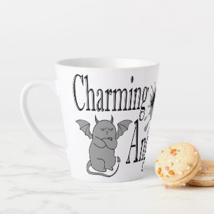 Charming but angry little devil cat funny quote latte mug