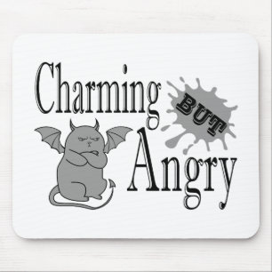 Charming but angry little devil cat funny quote mouse mat
