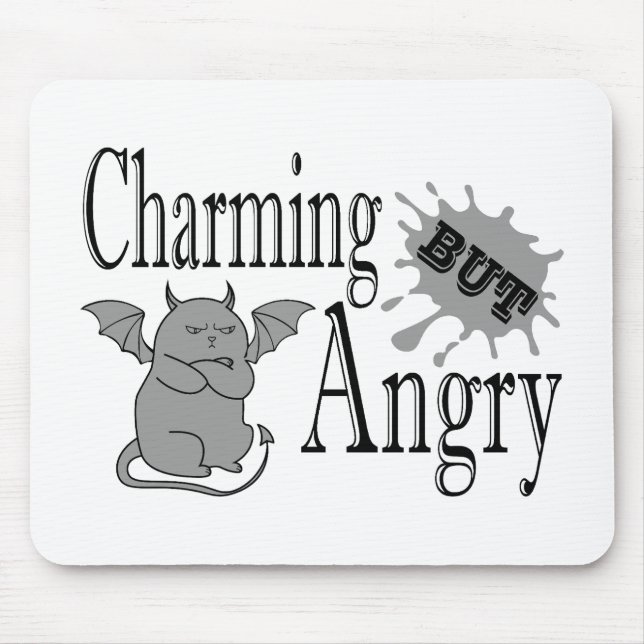 Charming but angry little devil cat funny quote mouse mat (Front)