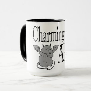Charming but angry little devil cat funny quote mug