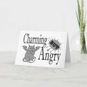 Charming but angry little devil cat funny quote note card