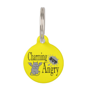 Charming but angry little devil cat funny quote pet tag
