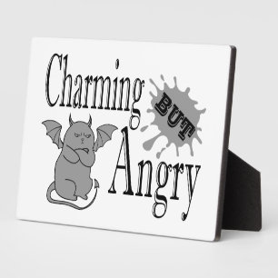Charming but angry little devil cat funny quote plaque