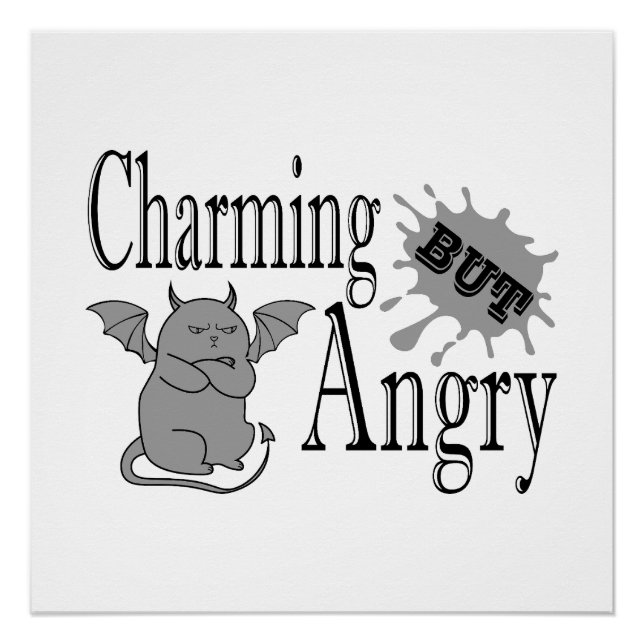 Charming but angry little devil cat funny quote poster (Front)
