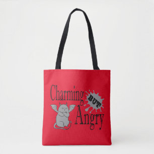 Charming but angry little devil cat funny quote tote bag