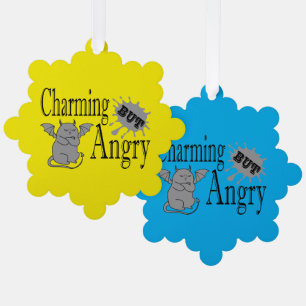 Charming but angry little devil cat funny quote tree decoration card