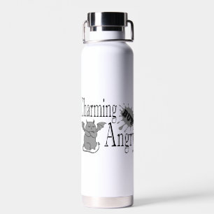 Charming but angry little devil cat funny quote water bottle