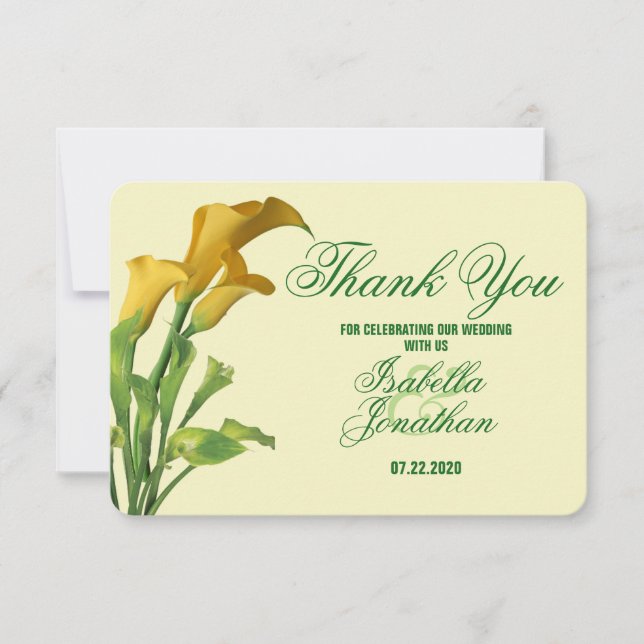 Charming Calla Lily Wedding Thank You Card (Front)
