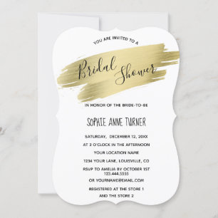 Charming Calligraphy Gold Stroke Bridal Shower Invitation