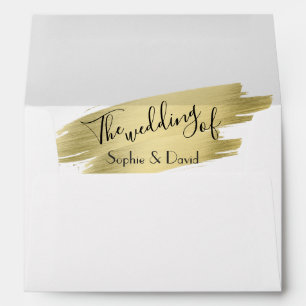 Charming Calligraphy Gold Stroke Wedding Envelope