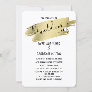 Charming Calligraphy Gold Stroke Wedding Invitation