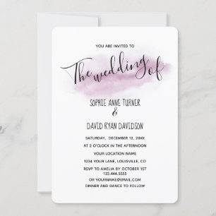 Charming Calligraphy Pink Watercolour Wedding Invitation
