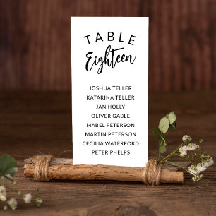 Charming Calligraphy Table Number Guest Names