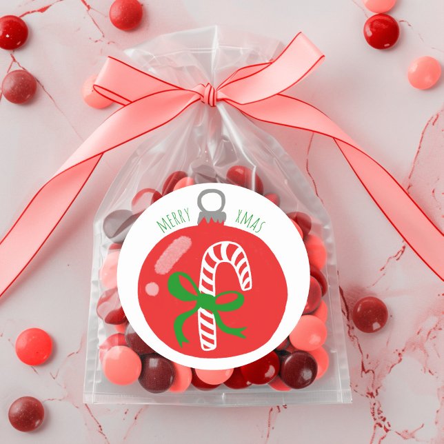 Charming Candycane Christmas Ornament Xmas Holiday Classic Round Sticker (Charming Candycane Christmas Ornament Xmas Holiday Classic Round Sticker
)